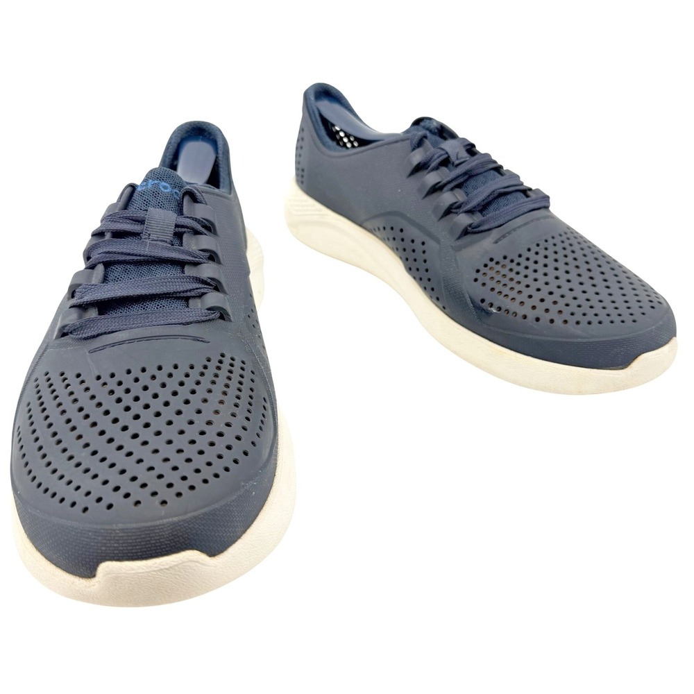 Crocs LiteRide Pacer Sneakers Mens 9 Navy Blue Perforated Lace Up Hiking Water